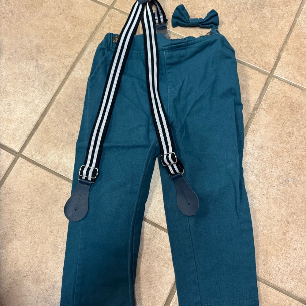 Teal Kids Pants with Suspenders